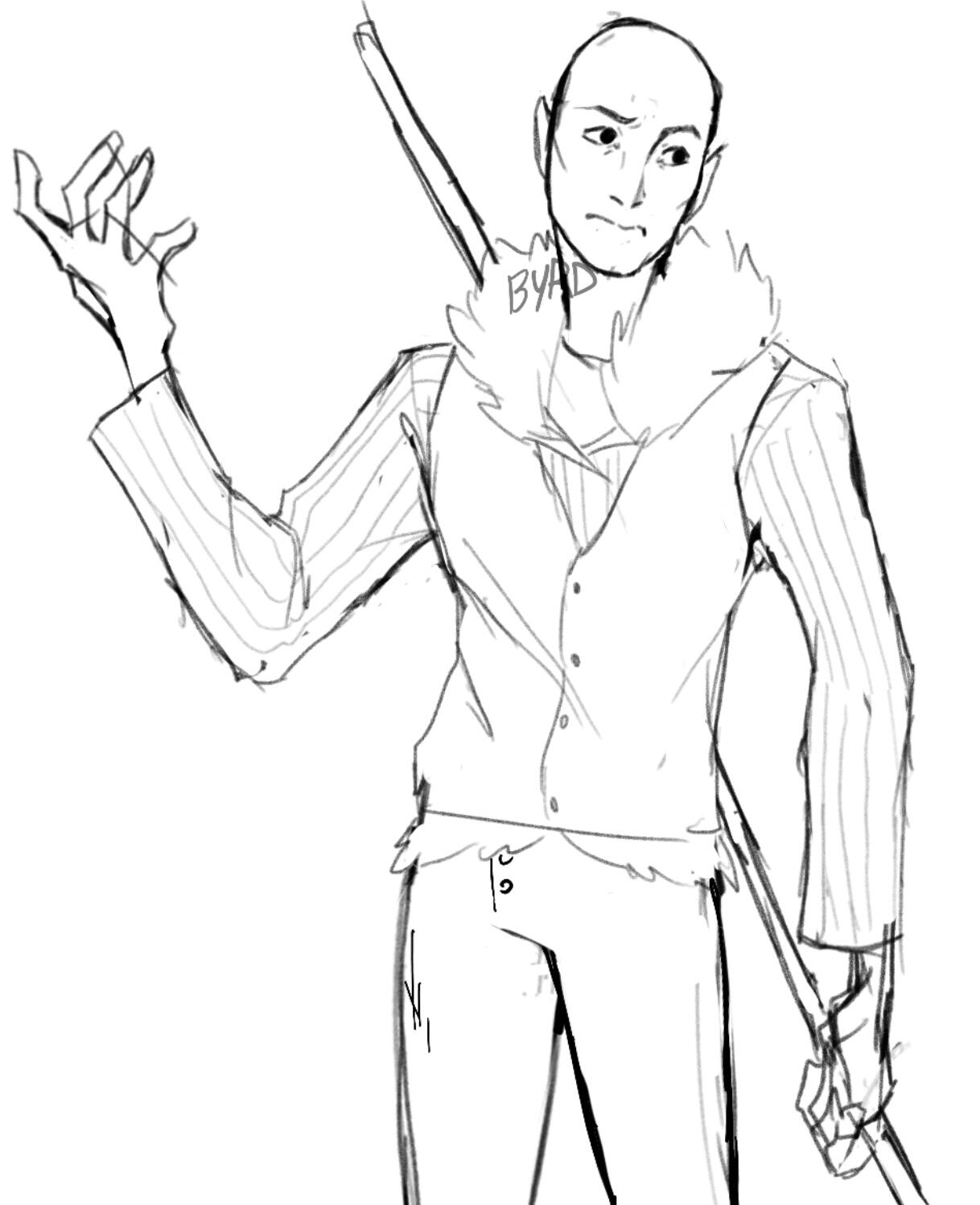 (DA Solas) Half body fan art sketch